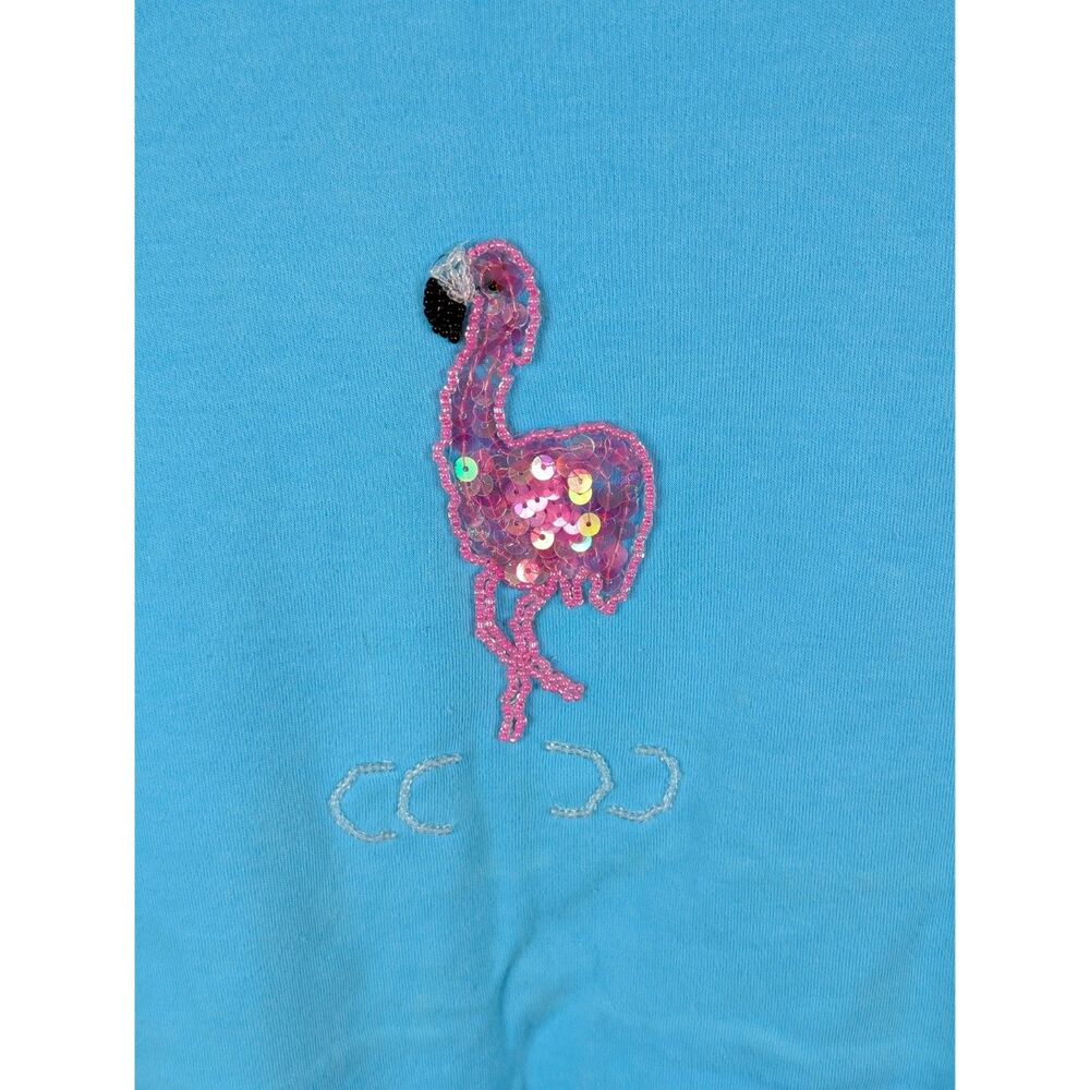 Vintage Quacker Factory Sequence Flamingo T-Shirt… - image 4